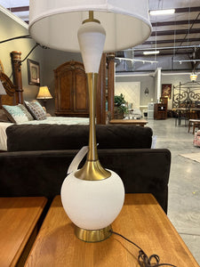 MCM White/Brass Table Lamp w/White Shade