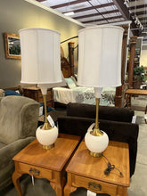 Load image into Gallery viewer, MCM White/Brass Table Lamp w/White Shade