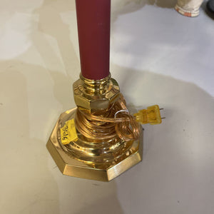 Maroon/Brass Table Lamp w/Maroon Shade