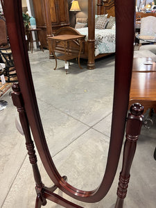 Tall Oval Standing Mirror Cherry Tone