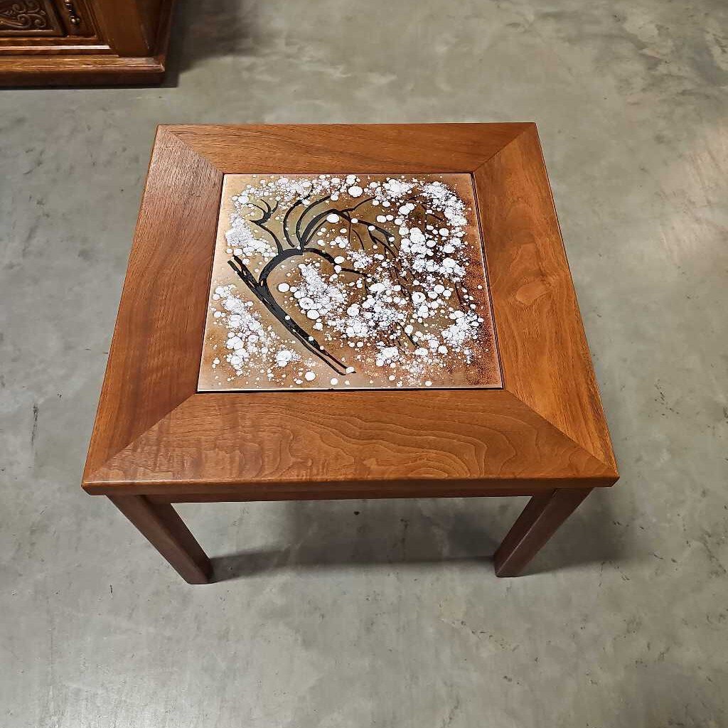 MCM Brown Saltman by John Keal Walnut & Enameled Copper End Table