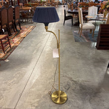 Load image into Gallery viewer, Brass Offset Floor Lamp w/Blue Shade