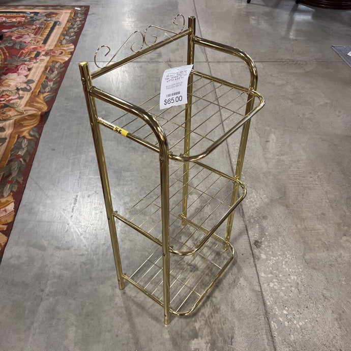 Vintage MCM Brass Tone 3 Tier Shelf