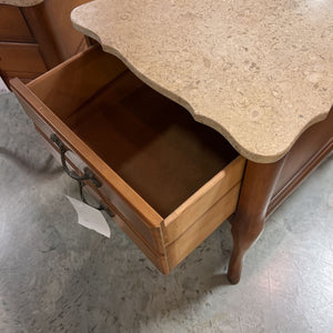 French Provincial Marble Top End Table 1 Drawer