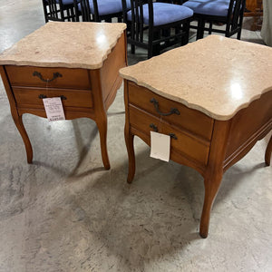 French Provincial Marble Top End Table 1 Drawer