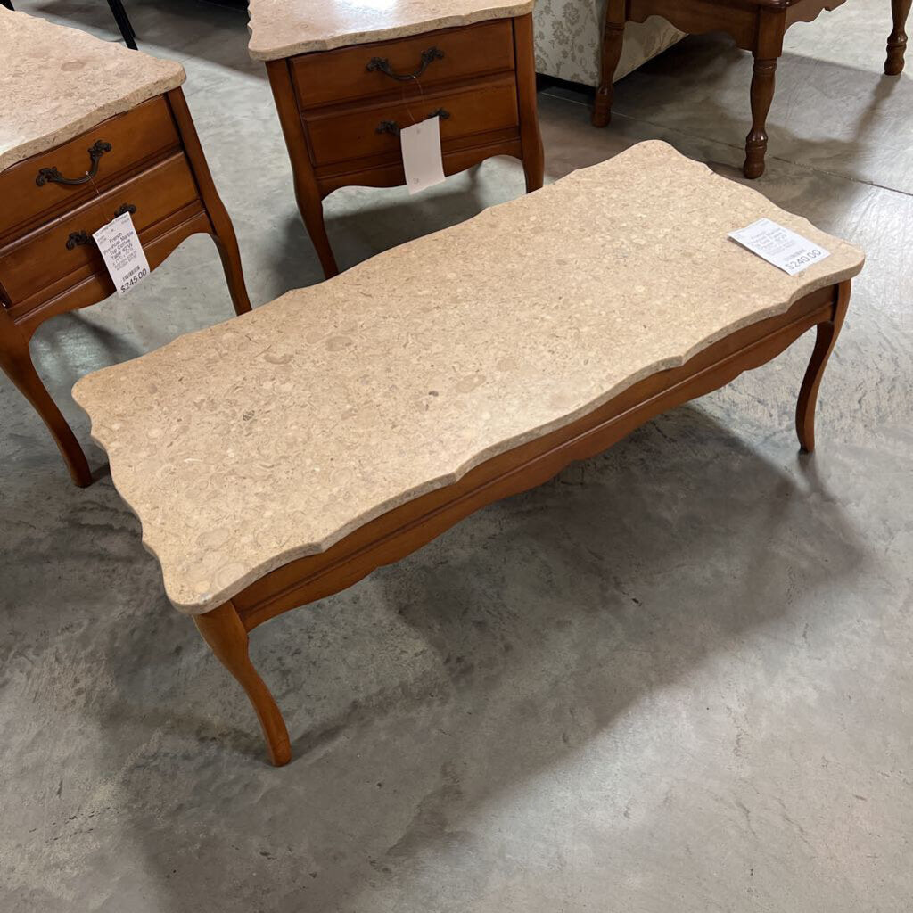 French Provincial Marble Top Coffee Table