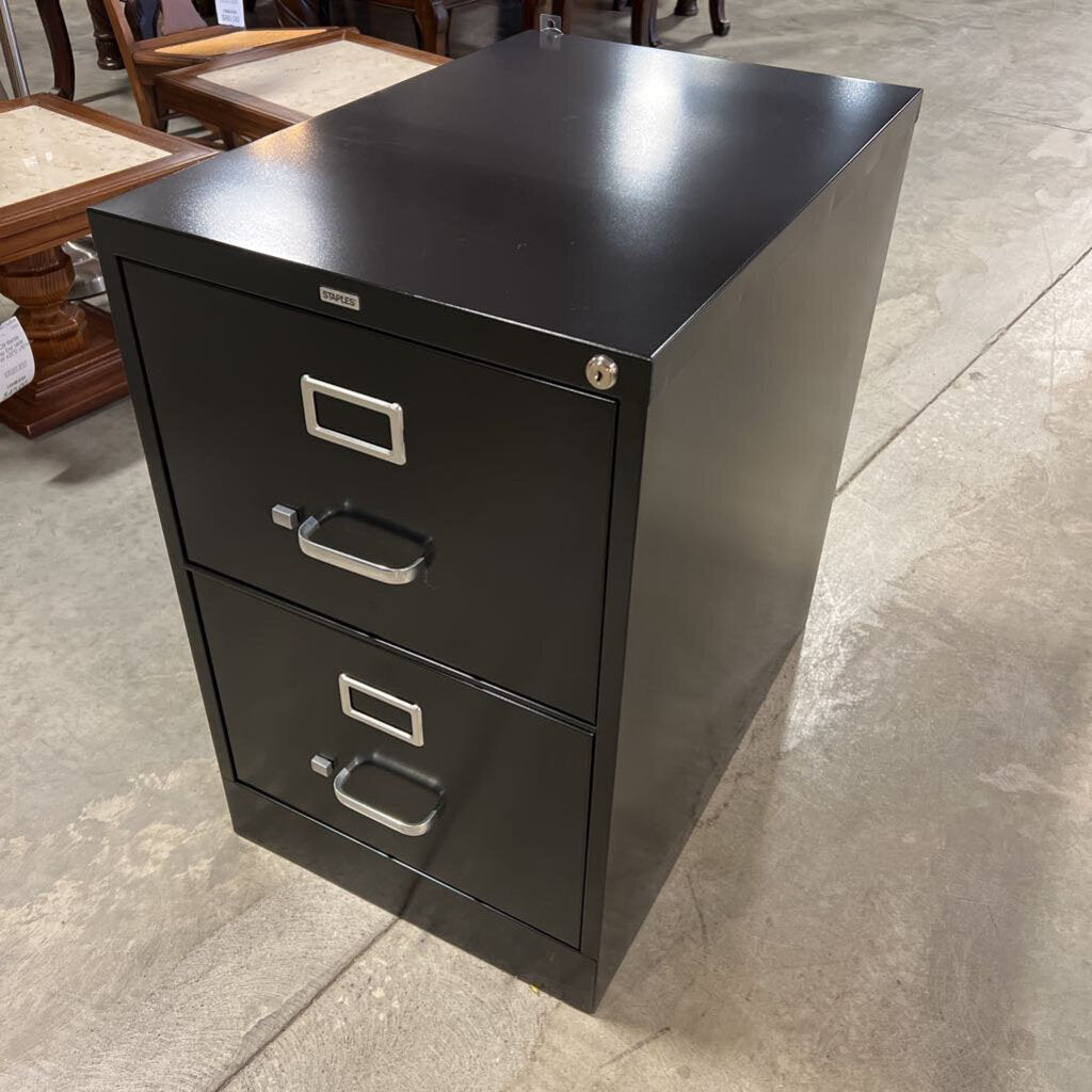 Staples 2 Drawer Metal File Cabinet w/Key