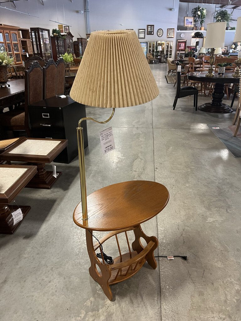 Oak Swing Arm Lamp Magazine Table