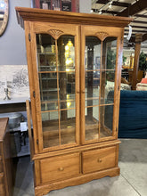 Load image into Gallery viewer, Oak Display Cabinet 2 Door/2Drawer w/Light