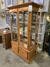 Load image into Gallery viewer, Oak Display Cabinet 2 Door/2Drawer w/Light