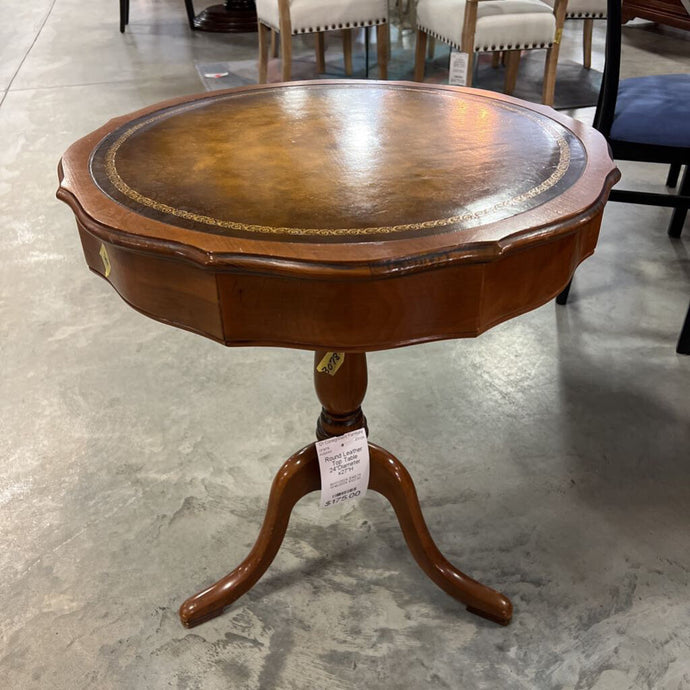 Round Leather Top Table