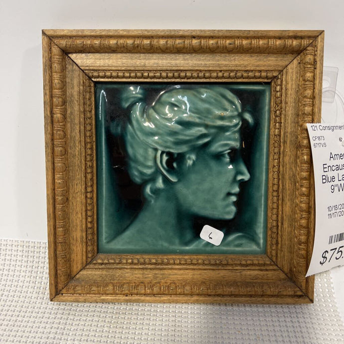 American Encaustic Tile Blue Lady Bust