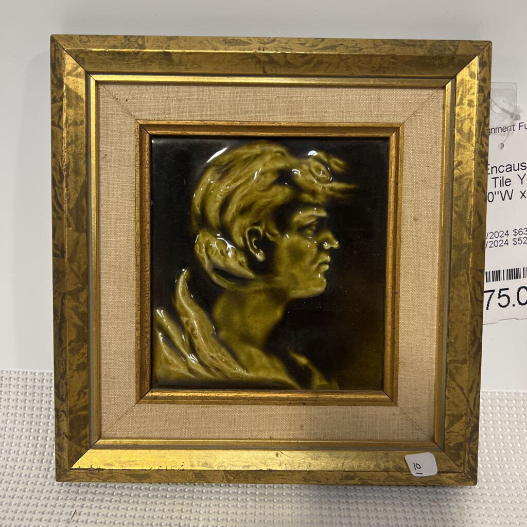 U.S.Encaustic Green Tile Young Man