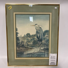 Load image into Gallery viewer, Gold Framed Blue Heron Wildlife Bayou