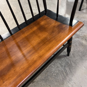 Black/Brown Maple Windsor Style Bench w/Gold Accent