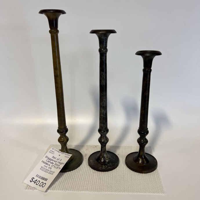 Set of 3 Staggered Height Candle Stick Holders