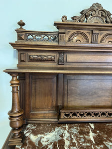 Antique Marble Top Ornate Sideboard