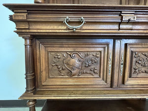 Antique Marble Top Ornate Sideboard