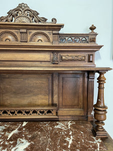 Antique Marble Top Ornate Sideboard