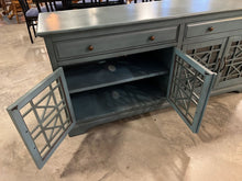 Load image into Gallery viewer, Teal Media Cabinet 2 Drawer/4 Door