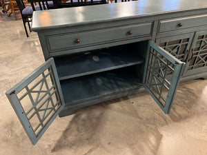 Teal Media Cabinet 2 Drawer/4 Door