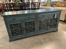 Load image into Gallery viewer, Teal Media Cabinet 2 Drawer/4 Door