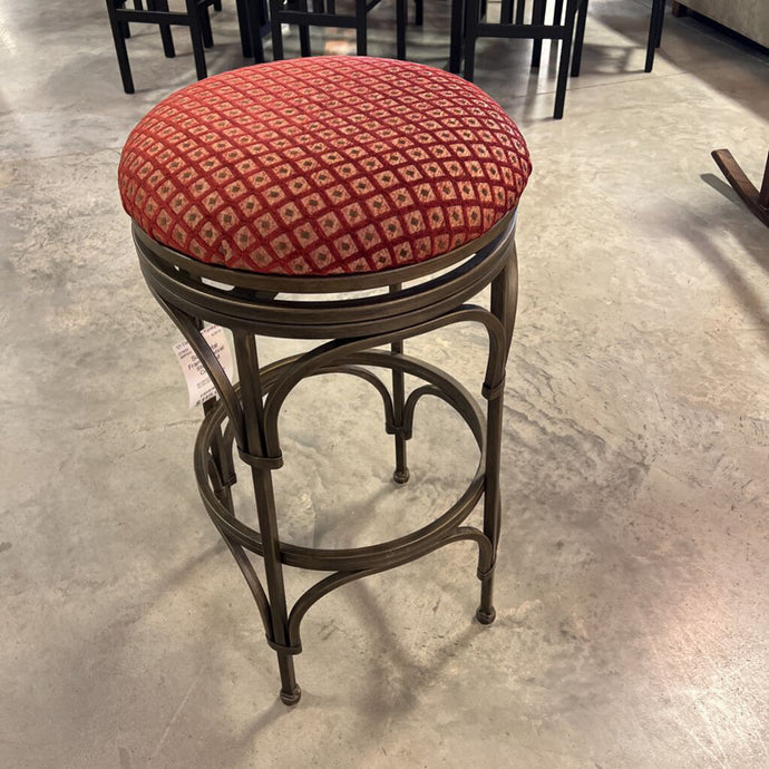 Solid Metal Framed Swivel Stool Red Cushion