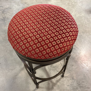 Solid Metal Framed Swivel Stool Red Cushion