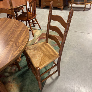 Dining Table w/2 leaves & 6 Cane Seat Chairs