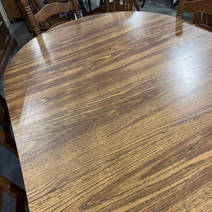 Dining Table w/2 leaves & 6 Cane Seat Chairs