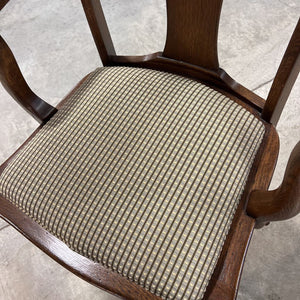 Green Checkered Accent Wood Chair