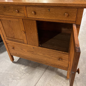 Antique Oak Sideboard w/Beveled Mirror