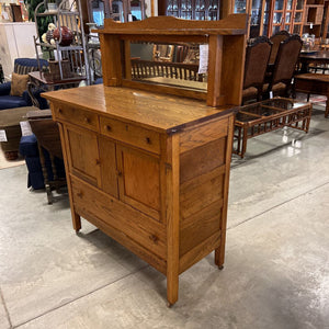 Antique Oak Sideboard w/Beveled Mirror