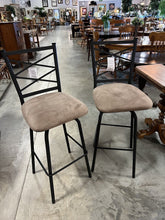 Load image into Gallery viewer, Black Metal Swivel Bar Stool w/Taupe Seat