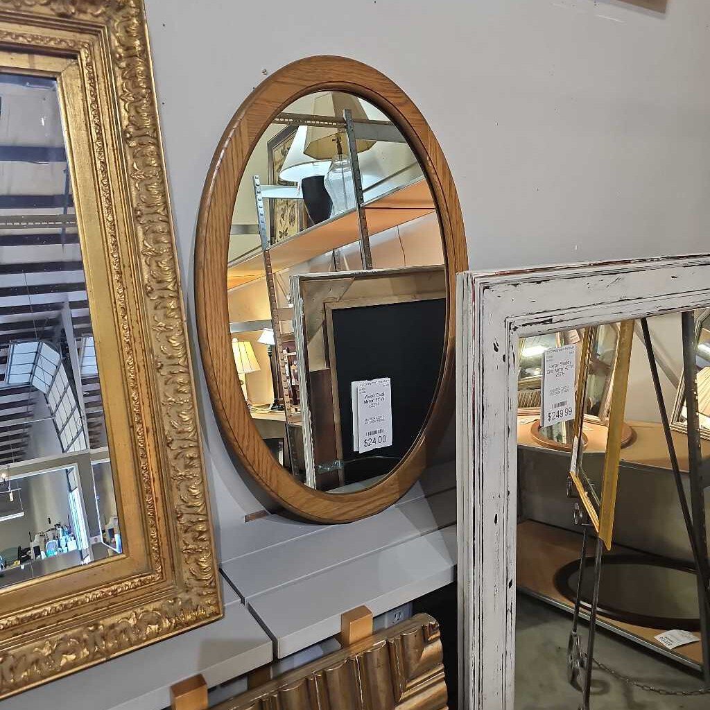 Wood Oval Mirror