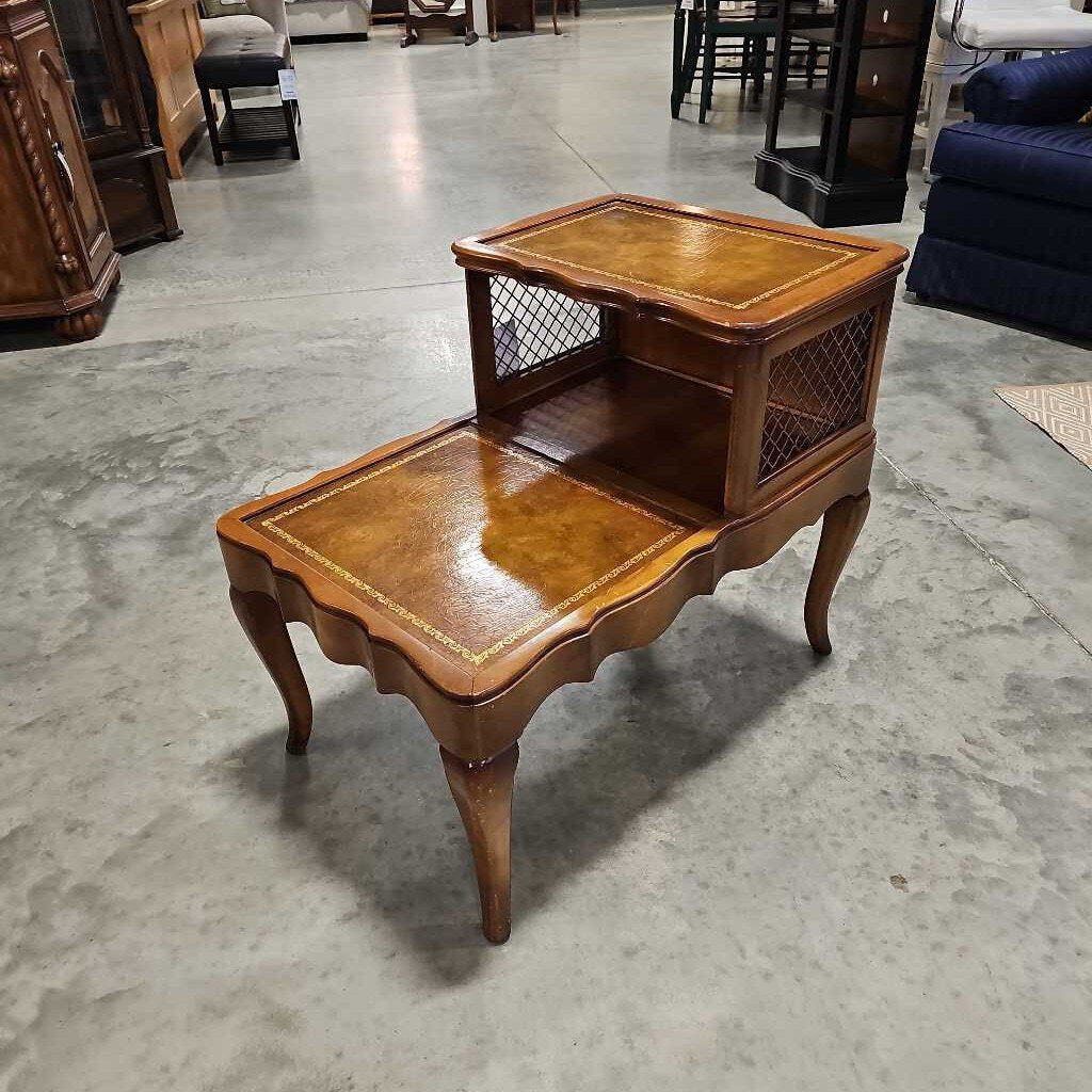 Leather Top End Table 2 Tier