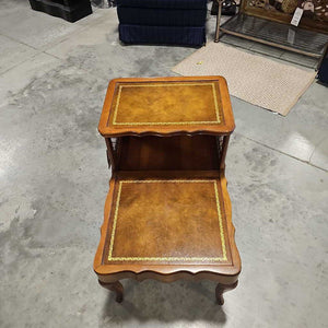 Leather Top End Table 2 Tier