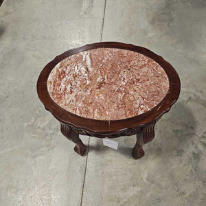 Coral Pink Marble Inlay End Table