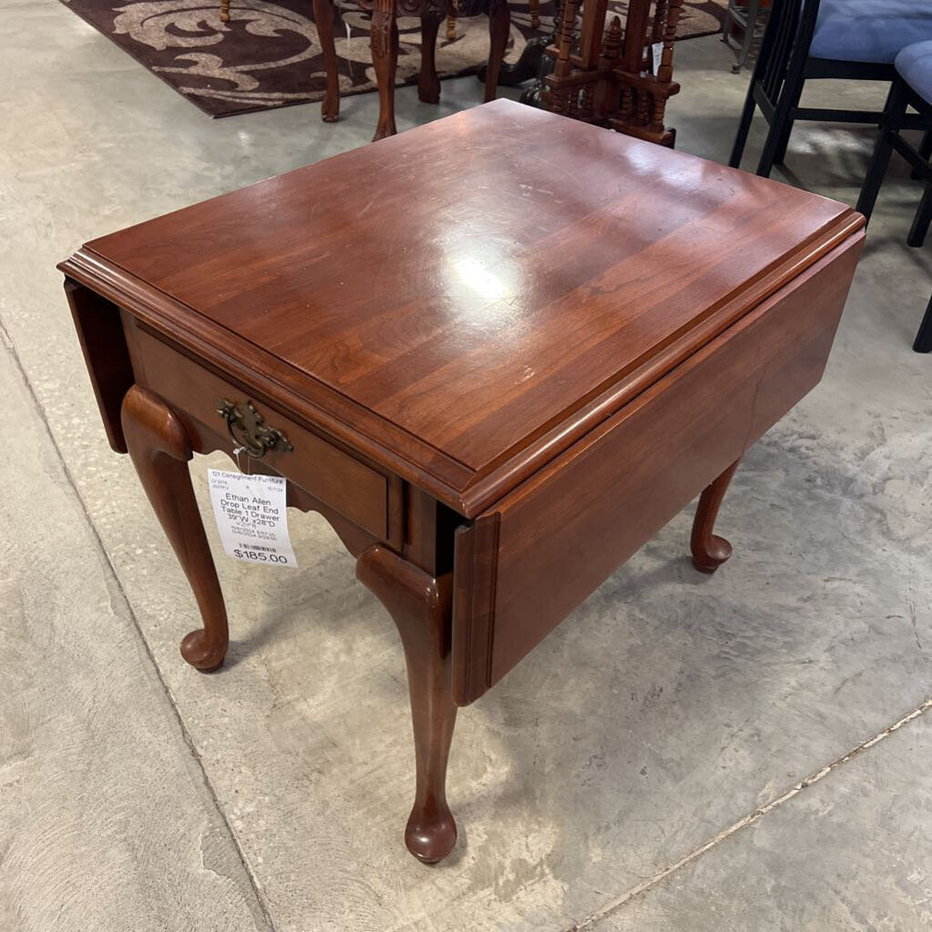 Ethan Allen Drop Leaf End Table 1 Drawer