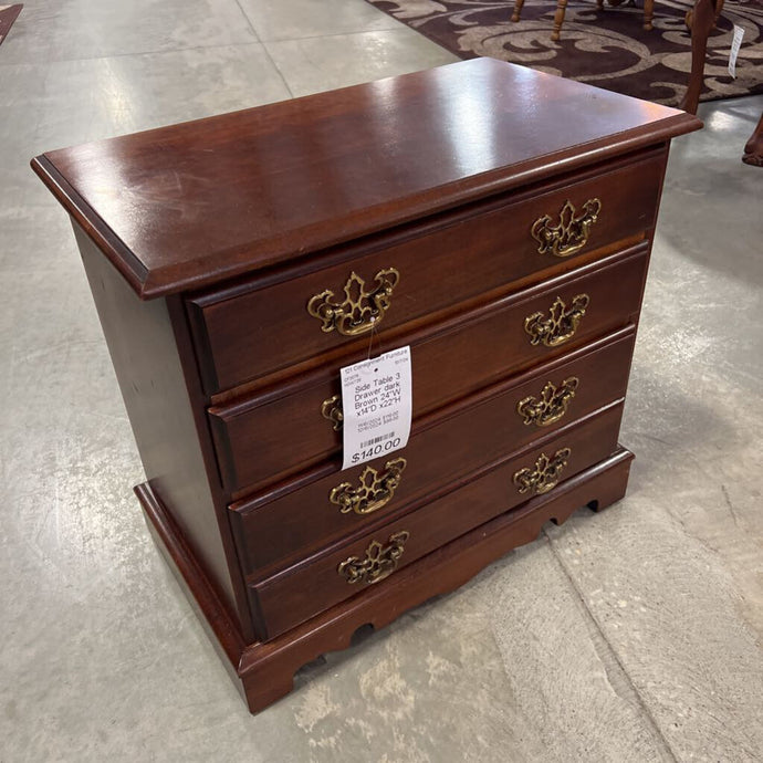 Side Table 3 Drawer dark Brown