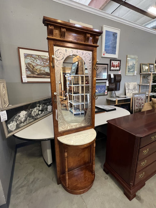 Mirrored Hall Tree w/Marble Top