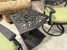 Load image into Gallery viewer, Hampton Bay Bistro Set Table w/ 2 Rocking Chairs Green Sunbrella seat Cushion