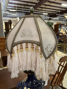 Ornate Blue Table Lamp w/Custom Made Shade