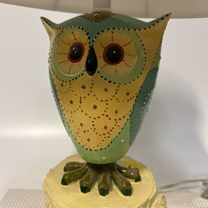 Dotted Owl Table Lamp w/ White Shade