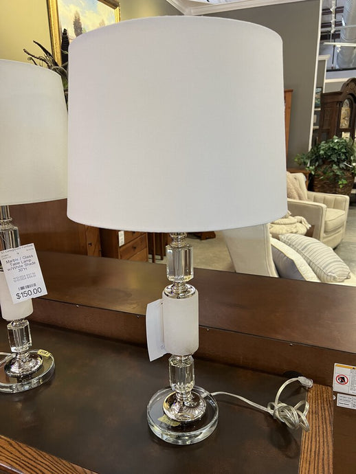 Marble / Glass Table Lamp w/White Shade