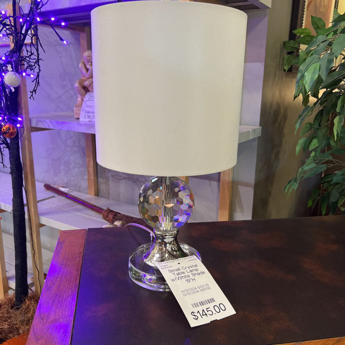 Small Crystal Table Lamp w/White Shade