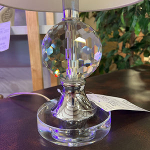 Small Crystal Table Lamp w/White Shade