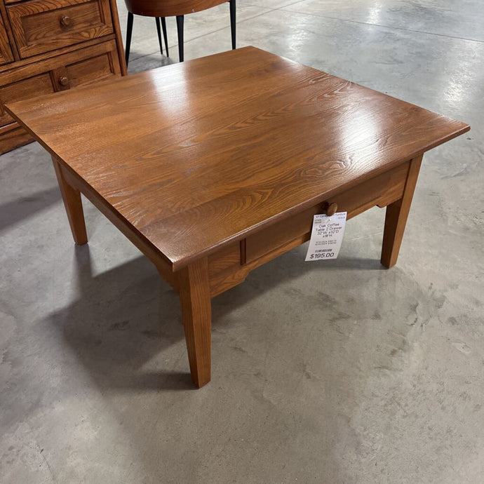 Oak Coffee Table 2 Drawer