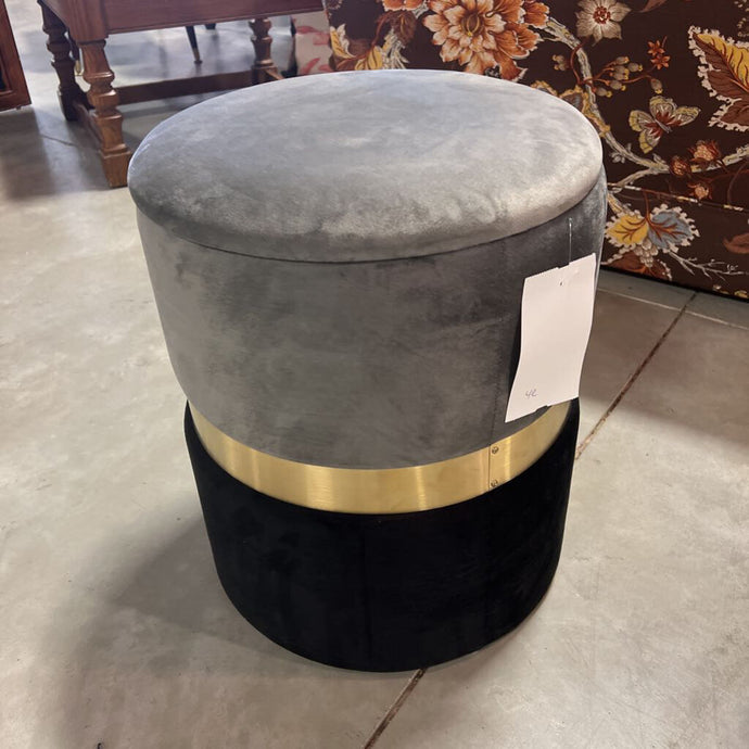 Grey/Black Suede Ottoman