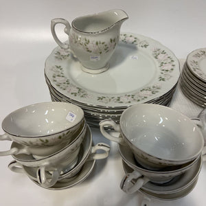 Complete Sheffield China Set For 8 Silver Rimmed